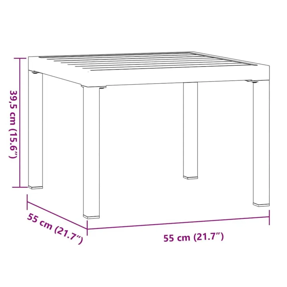 Puutarhan sohvapöytä musta 55x55x39,5 cm jauhemaalattu teräs (08568)
