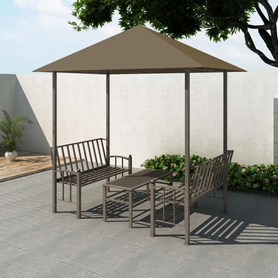 Puutarhapaviljonki pöydällä ja penkeillä 2,5x1,5x2,4m 180 g/m²