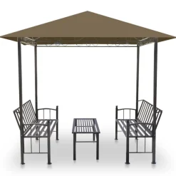 Puutarhapaviljonki pöydällä ja penkeillä 2,5x1,5x2,4m 180 g/m²