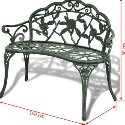 Puutarhapenkki 100 cm valualumiini vihreä