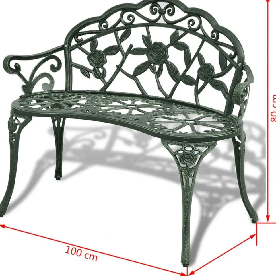 Puutarhapenkki 100 cm valualumiini vihreä