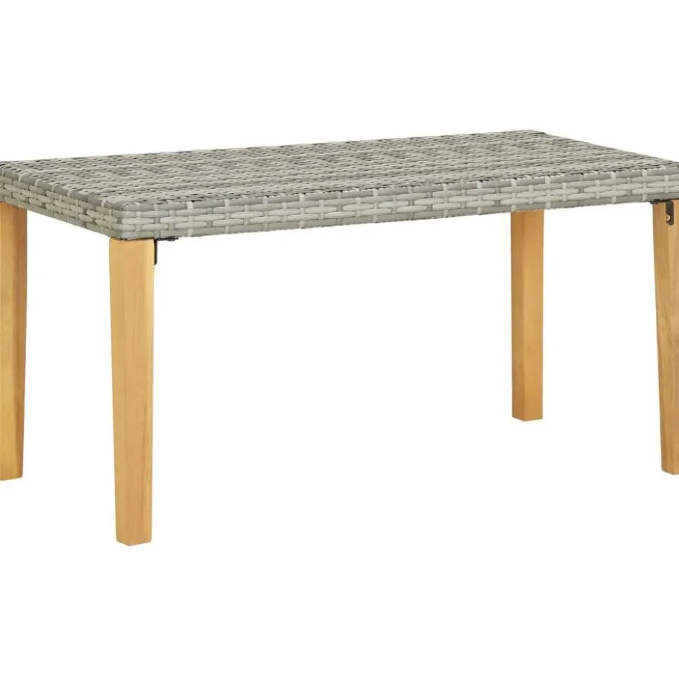 Puutarhapenkki 120cm harmaa polyrottinki ja täysi akaasiapuu
