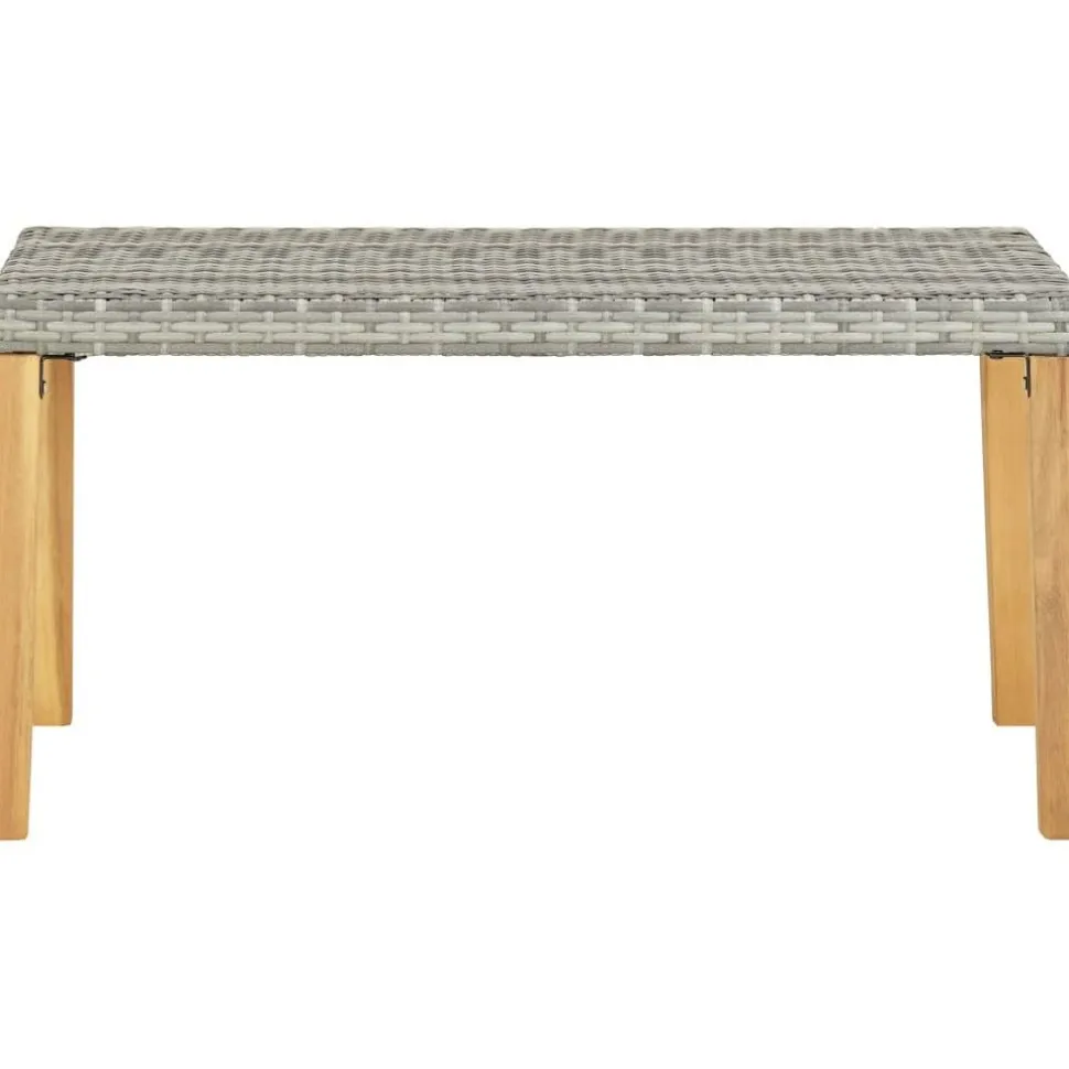 Puutarhapenkki 120cm harmaa polyrottinki ja täysi akaasiapuu