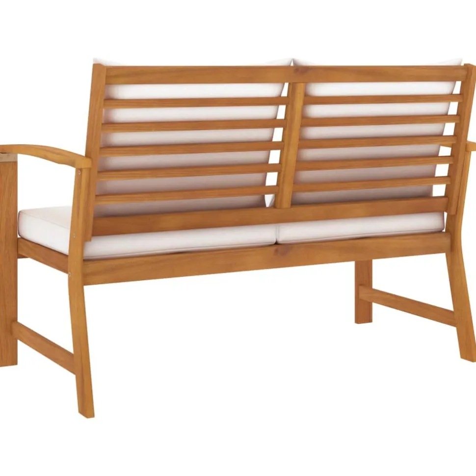Puutarhapenkki 120 cm kermanväriset tyynyt, akasiapuu