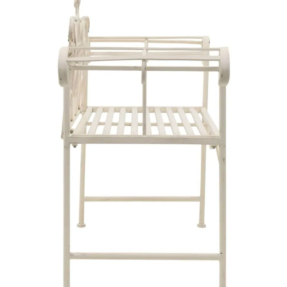 Puutarhapenkki 132 cm metalli antiikinvalkoinen