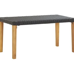 Puutarhapenkki 120 cm musta polyrottinki ja täysi akaasiapuu