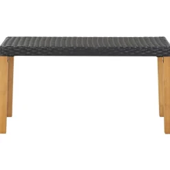Puutarhapenkki 120 cm musta polyrottinki ja täysi akaasiapuu