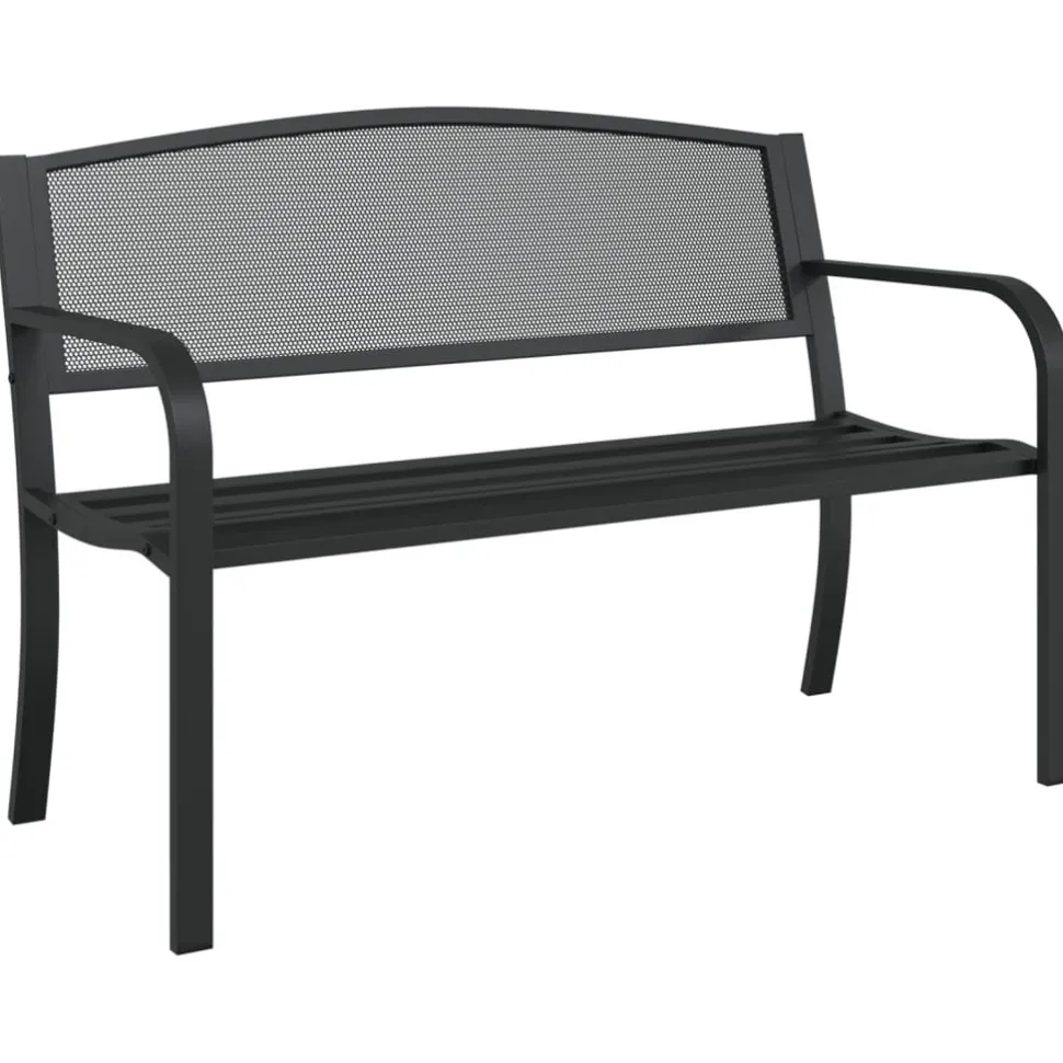 Puutarhapenkki 119 cm musta teräs (02827)
