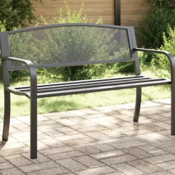Puutarhapenkki 119 cm musta teräs (02827)