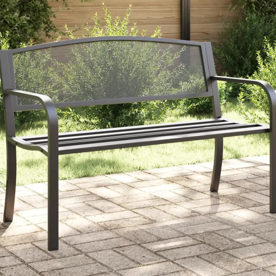 Puutarhapenkki 119 cm musta teräs (02827)