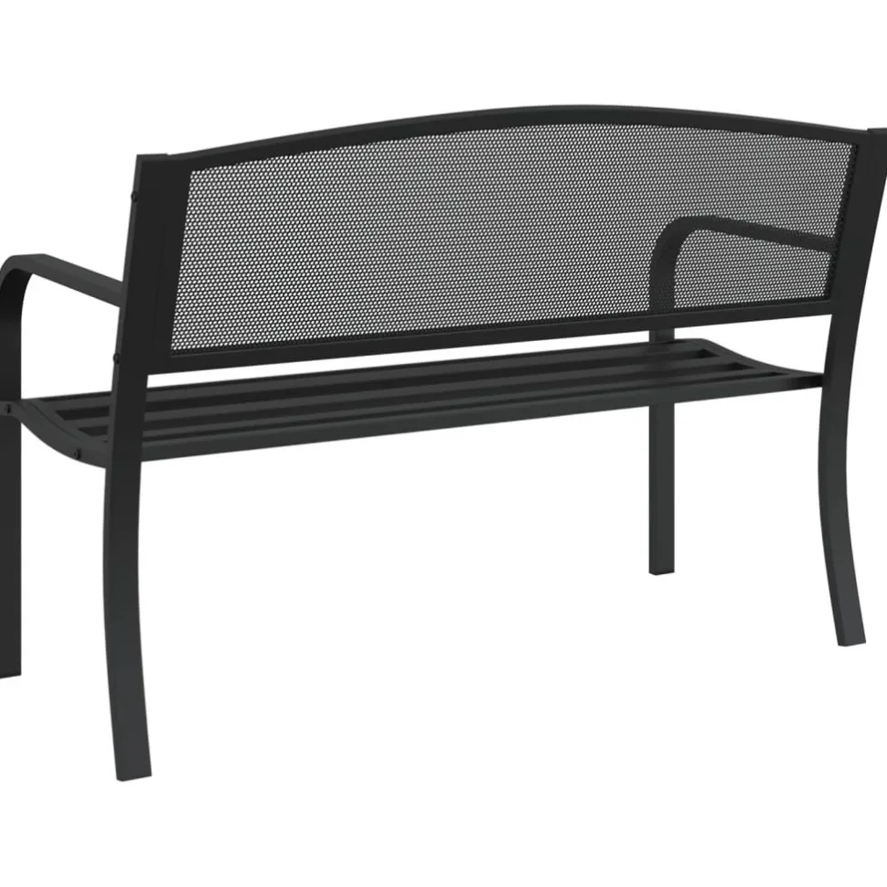 Puutarhapenkki 119 cm musta teräs (02827)