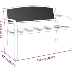 Puutarhapenkki 119 cm musta teräs (02827)