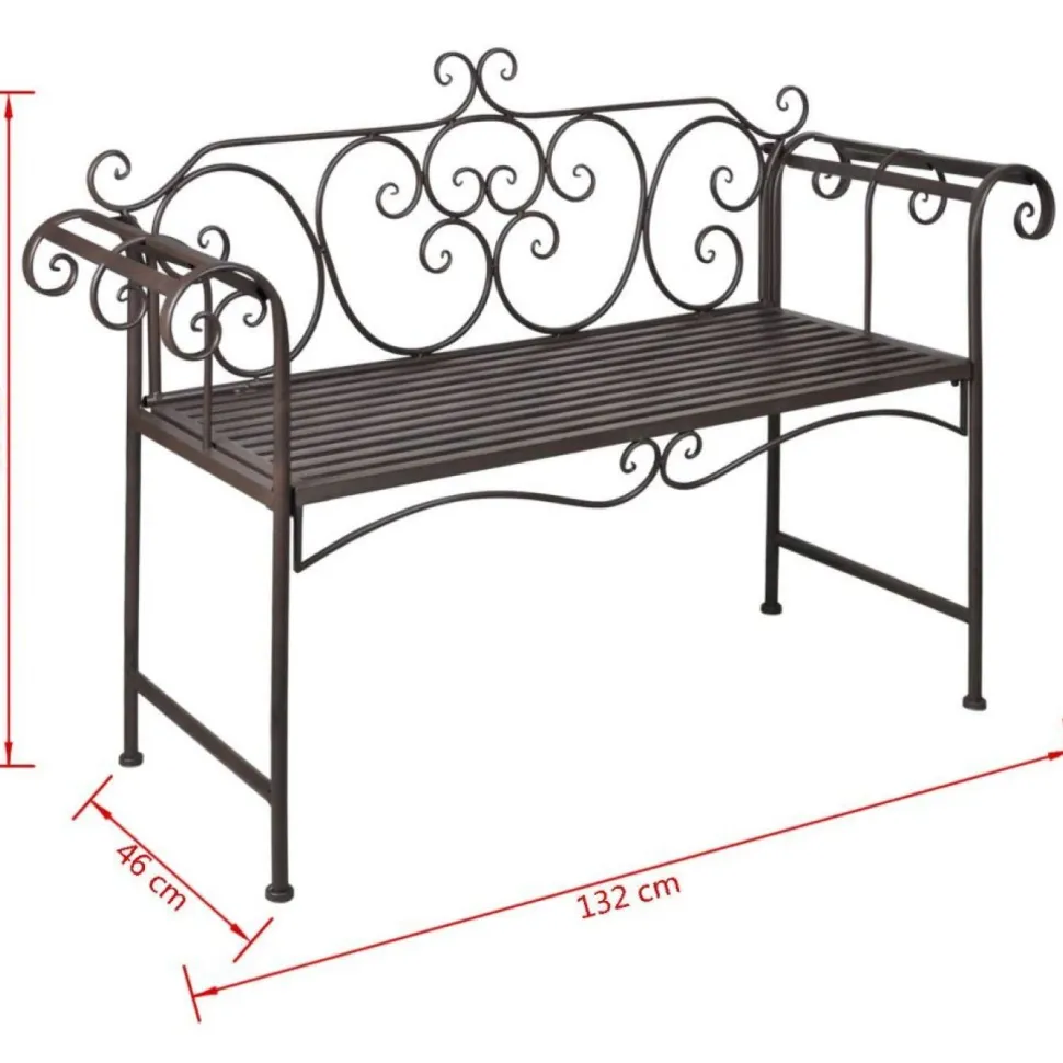 Puutarhapenkki 132 cm teräs antiikinruskea