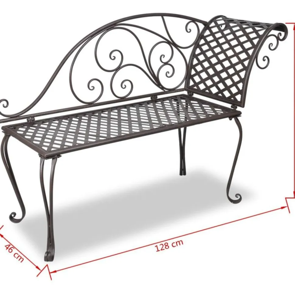 Puutarhapenkki 128 cm teräs antiikinruskea
