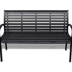 Puutarhapenkki 125 cm teräs ja puukomposiitti musta