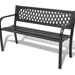 Puutarhapenkki 118 cm teräs musta