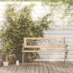 Puutarhapenkki 116 cm valurauta ja, kuusi