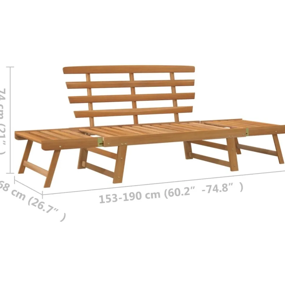 Puutarhapenkki 2-in-1 190 cm, akaasiapuu