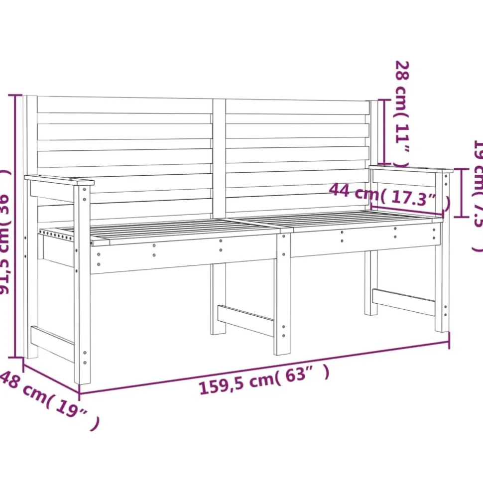 Puutarhapenkki 109x48x91,5 cm, douglaskuusi