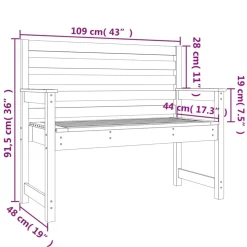 Puutarhapenkki 109x48x91,5 cm, douglaskuusi