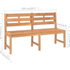 Puutarhapenkki 114 x 59 x 90 cm, tiikkiä