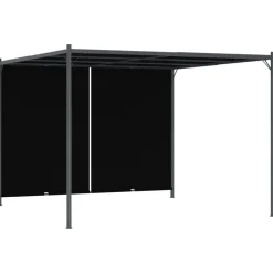 Puutarhapergola rullattavalla katolla 3x3 m antrasiitti (49324)