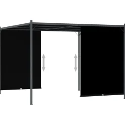 Puutarhapergola rullattavalla katolla 3x3 m antrasiitti (49324)