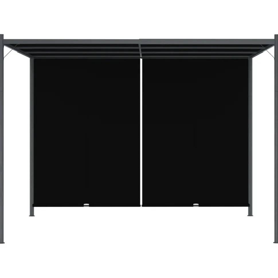 Puutarhapergola rullattavalla katolla 3x3 m antrasiitti (49324)