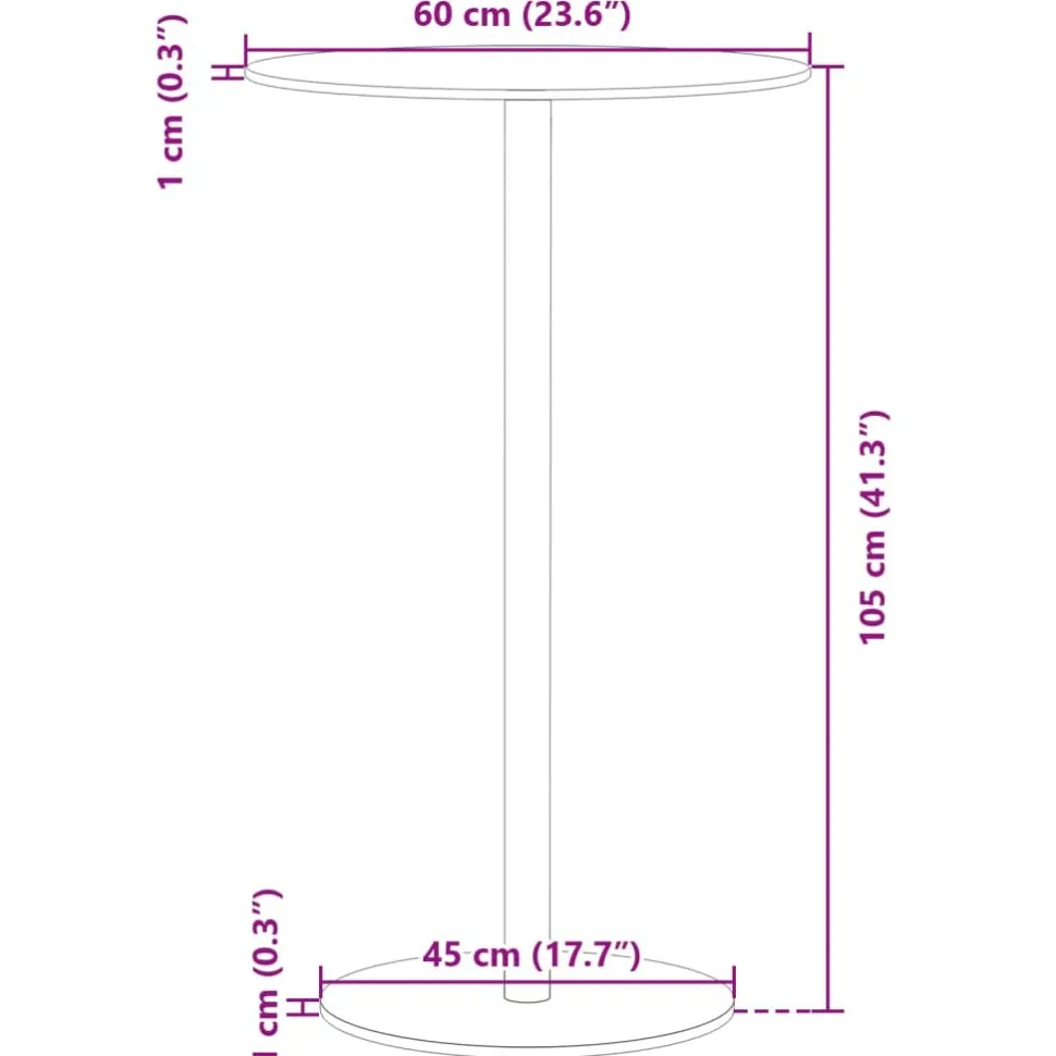 Puutarhapöytä pyöreä musta Ø60x105 cm teräs (09309)