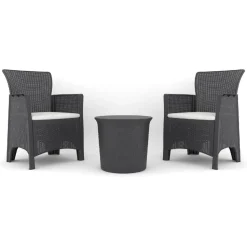 Puutarhasetti Linento Garden Troya Balcony 2, 2 tuolia + pöytä, antrasiitti
