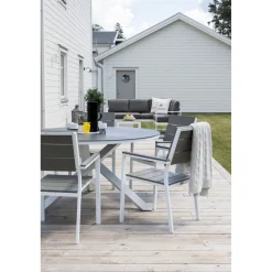 Pyöreä ruokapöytä Venture Home Copacabana 2, Ø140cm, harmaa/valkoinen