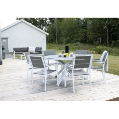 Pyöreä ruokapöytä Venture Home Copacabana 2, Ø140cm, harmaa/valkoinen