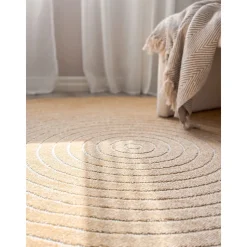 Pyöreä matto Benina Hawaii Circle, sisä- ja ulkokäyttöön, Ø200cm, pellava