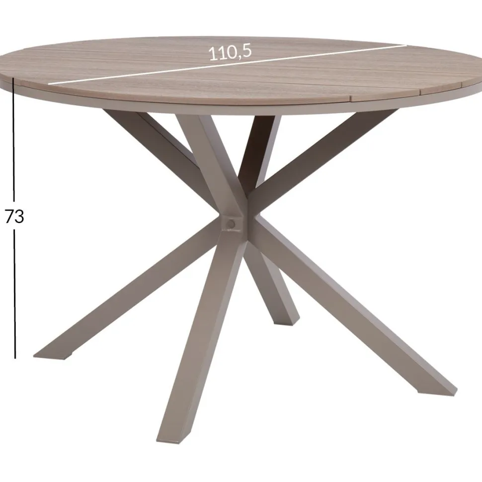 Pöytä Home4You PORTO Ø110,5xK73 cm, beige/harmaa