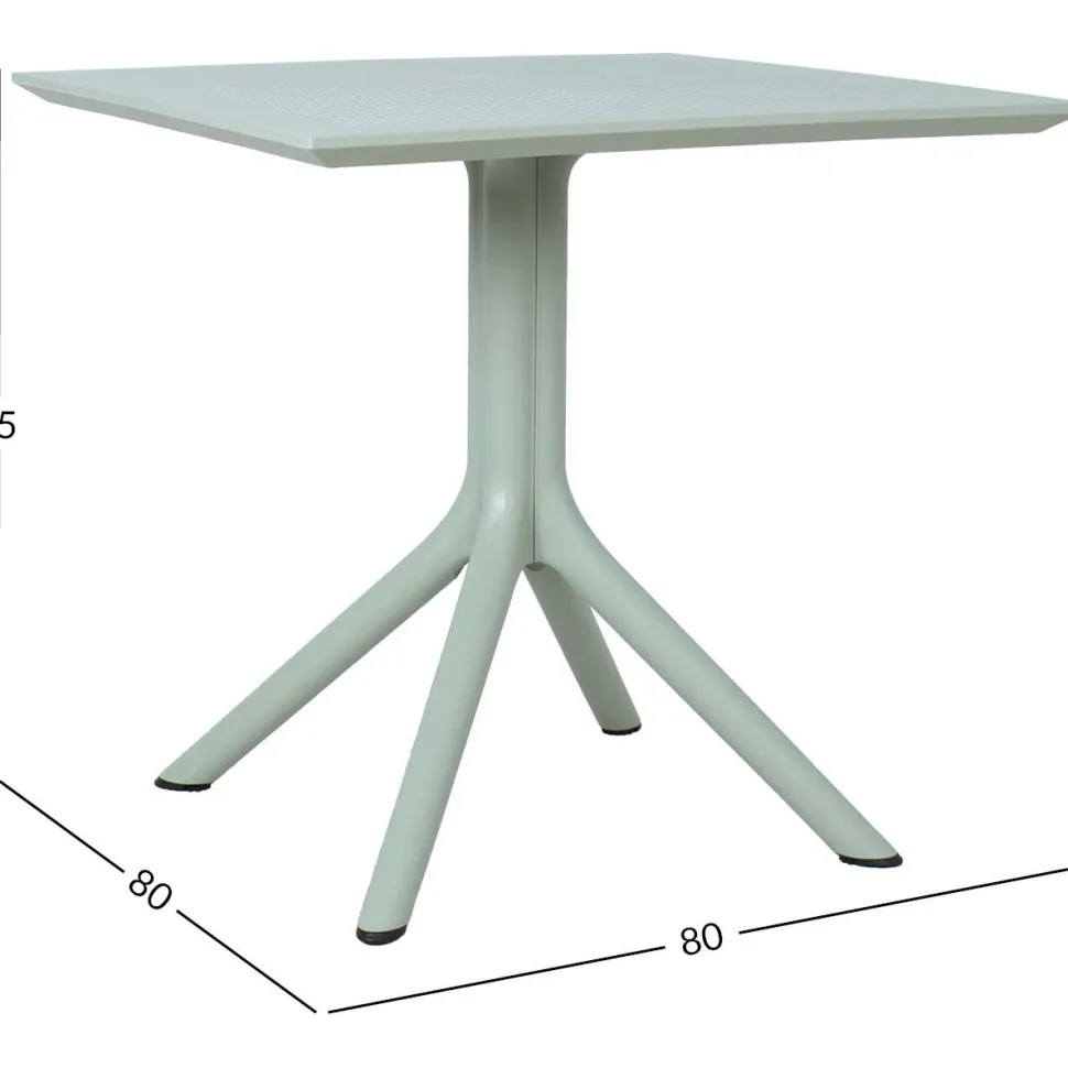 Pöytä Home4You MANGO 80x80xK75 cm, vihertävänharmaa muovi