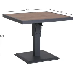Pöytä Home4You PARKER 85x85xK52-75 cm, harmaa