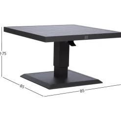 Pöytä Home4You TOMSON 85x85xK52-75 cm, tummanharmaa