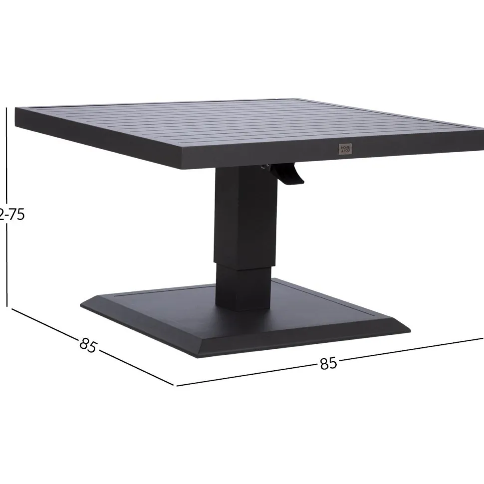 Pöytä Home4You TOMSON 85x85xK52-75 cm, tummanharmaa