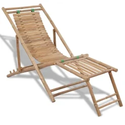 Rantatuoli jalkatuella 152x59x80 cm bambu