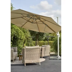 Riippuva aurinkovarjo Brafab Luzzi, Ø350cm, khaki/vaaleanharmaa