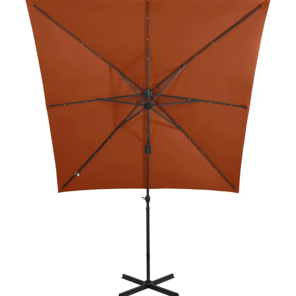 Riippuva aurinkovarjo tangolla ja LED-valoilla 250cm terrakotta
