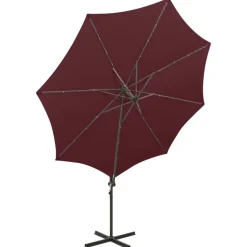 Riippuva aurinkovarjo 3 tangolla ja LED-valoilla 300 cm vihreä