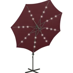 Riippuva aurinkovarjo 3 tangolla ja LED-valoilla 300 cm vihreä