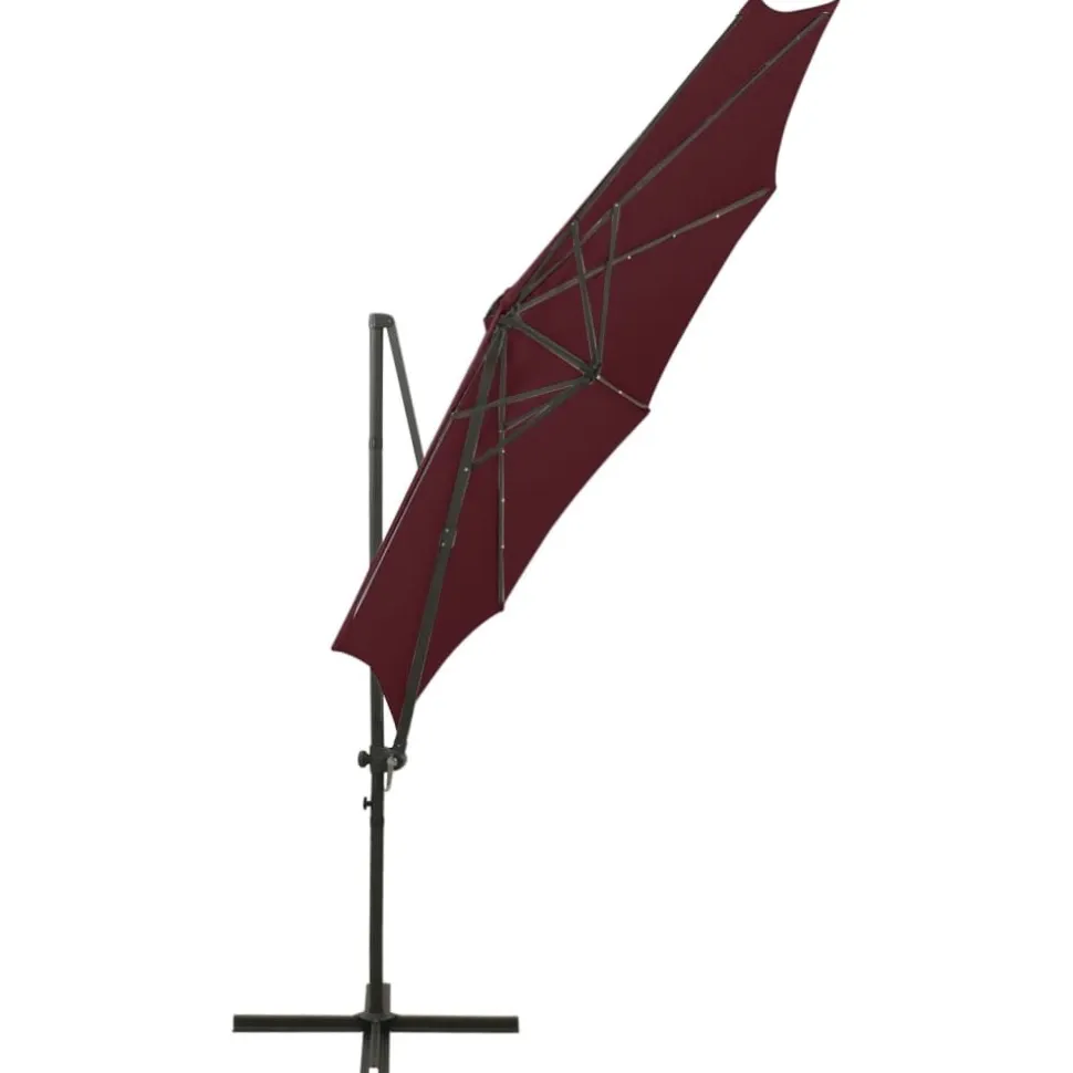 Riippuva aurinkovarjo 3 tangolla ja LED-valoilla 300 cm vihreä