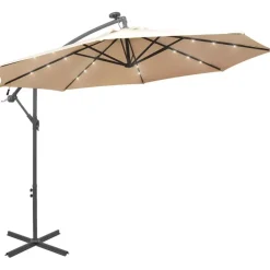Roikkuva päivänvarjo led-valoilla 300cm metallitanko hiekka