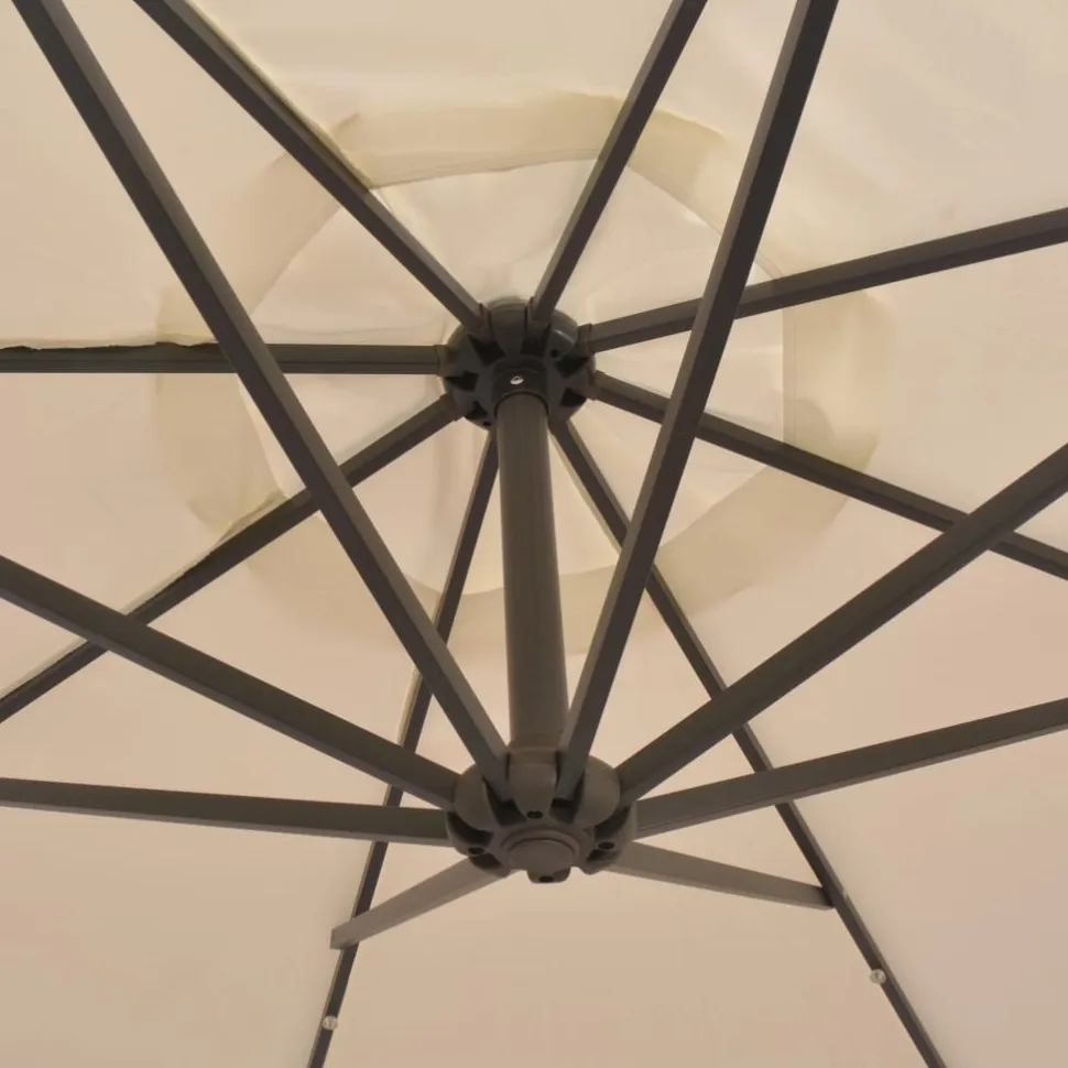 Roikkuva päivänvarjo led-valoilla 300cm metallitanko hiekka