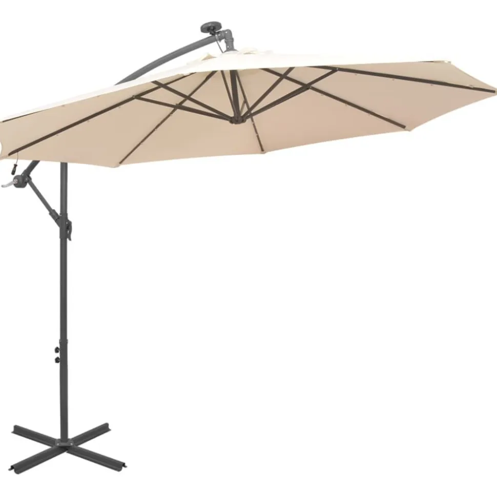 Roikkuva päivänvarjo led-valoilla 300cm metallitanko hiekka