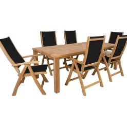 Ruokailuryhmä Home4You BALI 6 tuolilla, ruskea