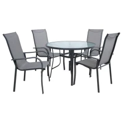 Ruokailuryhmä Home4You Everetø102cm + 4 tuolia, harmaa