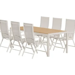 Ruokailuryhmä ulos Venture Home, beige Break-pöytä 205x90cm + 6 beigeä Break-tuolia